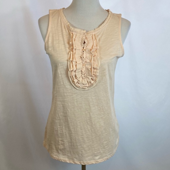 Ann Taylor Loft lightweight Ruffle neckline Peach - Picture 10 of 12